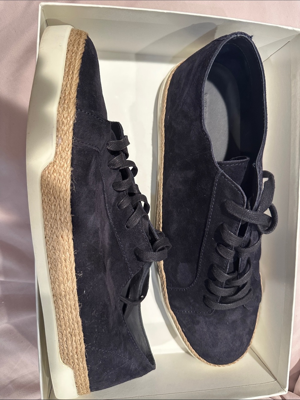 Vince Suede Platform Lace-Up Sneakers in Navy